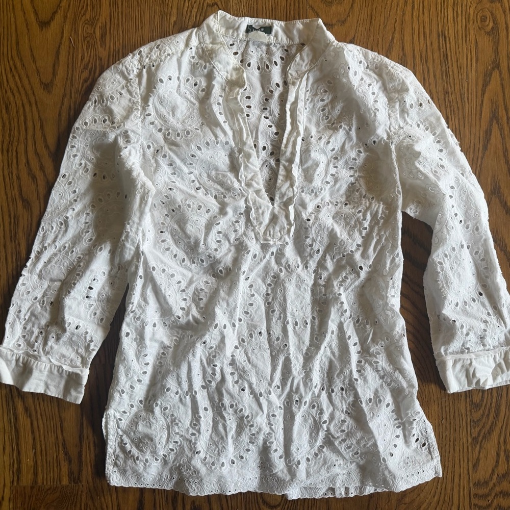 J. Crew White Eyelet Cotton Tunic